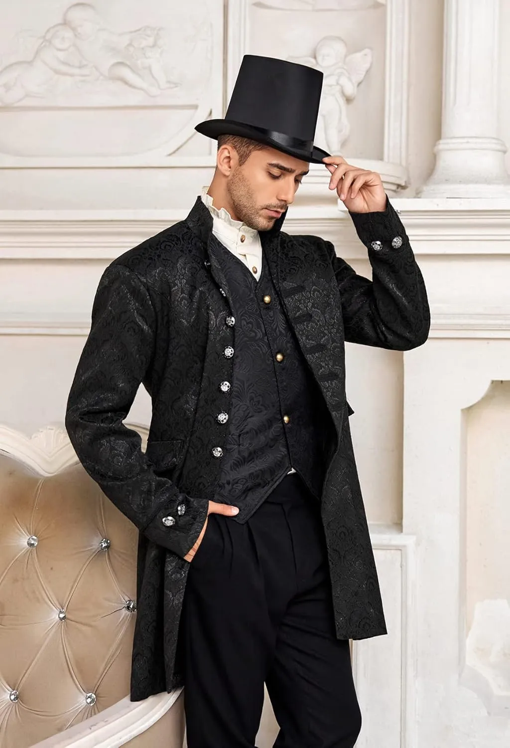 Mens Steampunk Medieval Jacket Pirate Viking Renaissance Costume Formal Tailcoat Gothic Victorian Halloween Tuxedo Coats