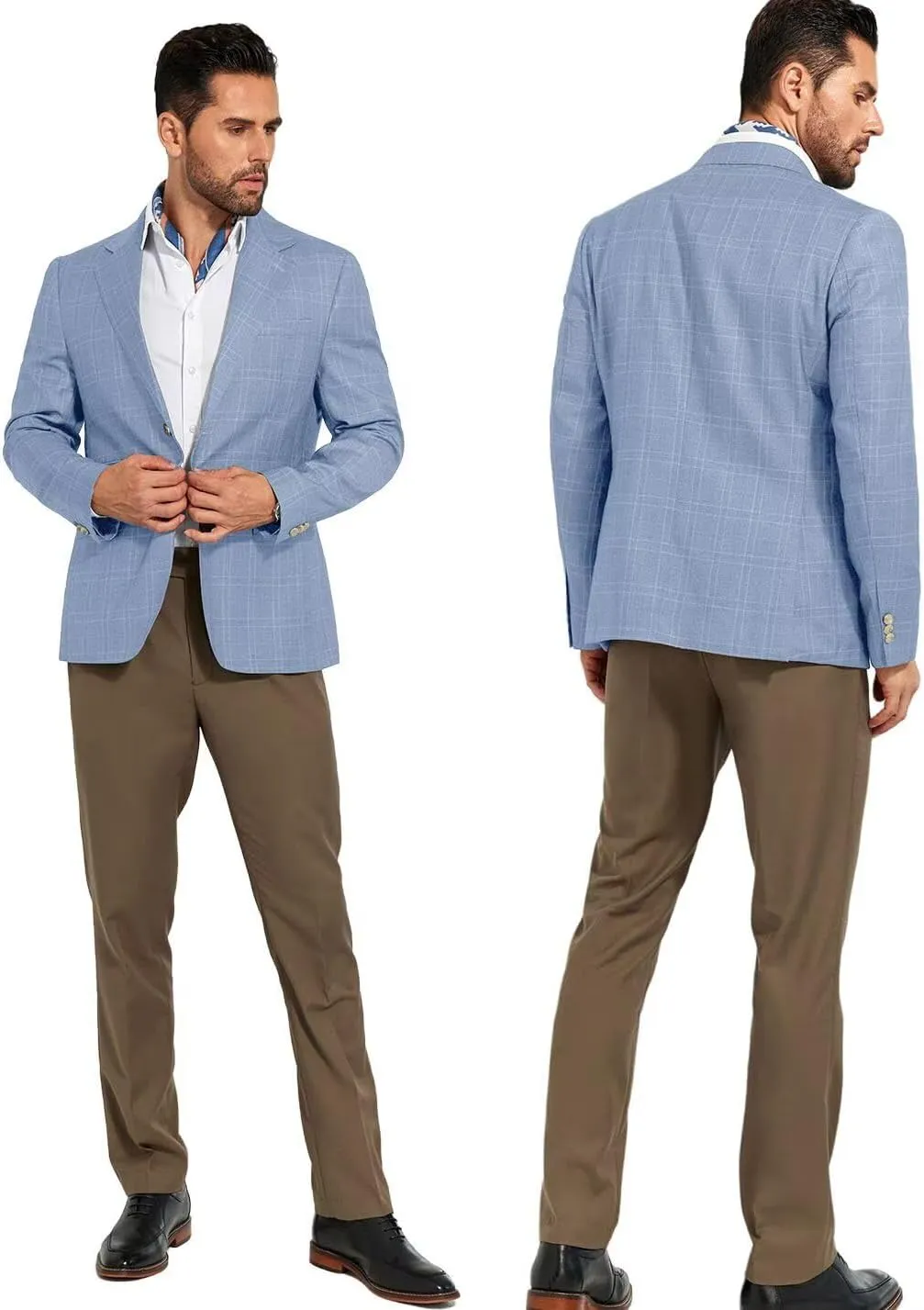 Men's Suit Jacket Blazer Casual Plaid Stripe Slim Fit Single Breasted Mens Tuxedos Jackets Party Sport Coats Blazers