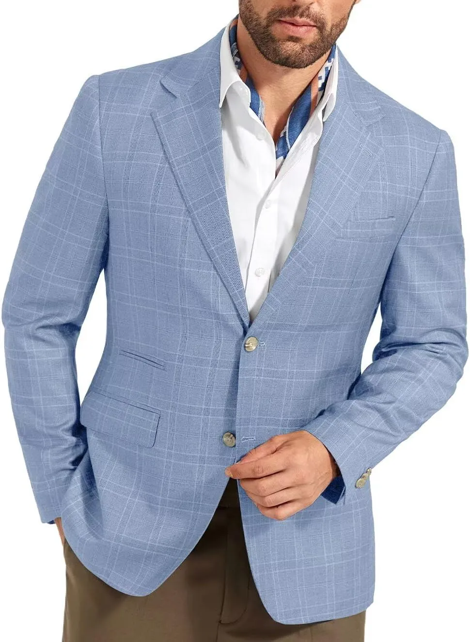 Men's Suit Jacket Blazer Casual Plaid Stripe Slim Fit Single Breasted Mens Tuxedos Jackets Party Sport Coats Blazers