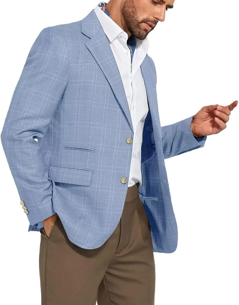 Men's Suit Jacket Blazer Casual Plaid Stripe Slim Fit Single Breasted Mens Tuxedos Jackets Party Sport Coats Blazers