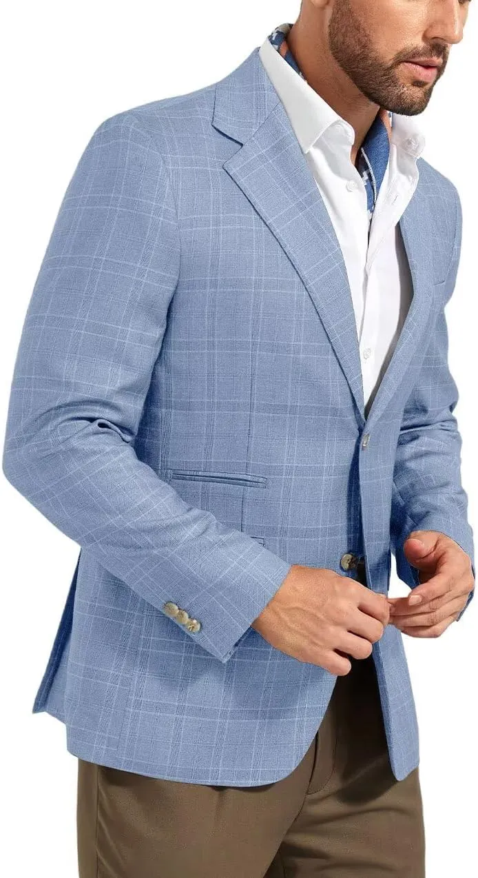 Men's Suit Jacket Blazer Casual Plaid Stripe Slim Fit Single Breasted Mens Tuxedos Jackets Party Sport Coats Blazers