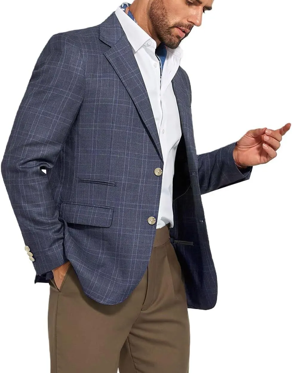 Men's Suit Jacket Blazer Casual Plaid Stripe Slim Fit Single Breasted Mens Tuxedos Jackets Party Sport Coats Blazers