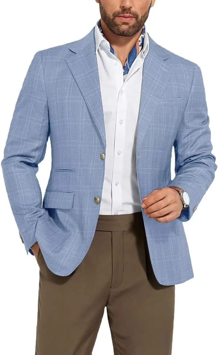 Men's Suit Jacket Blazer Casual Plaid Stripe Slim Fit Single Breasted Mens Tuxedos Jackets Party Sport Coats Blazers