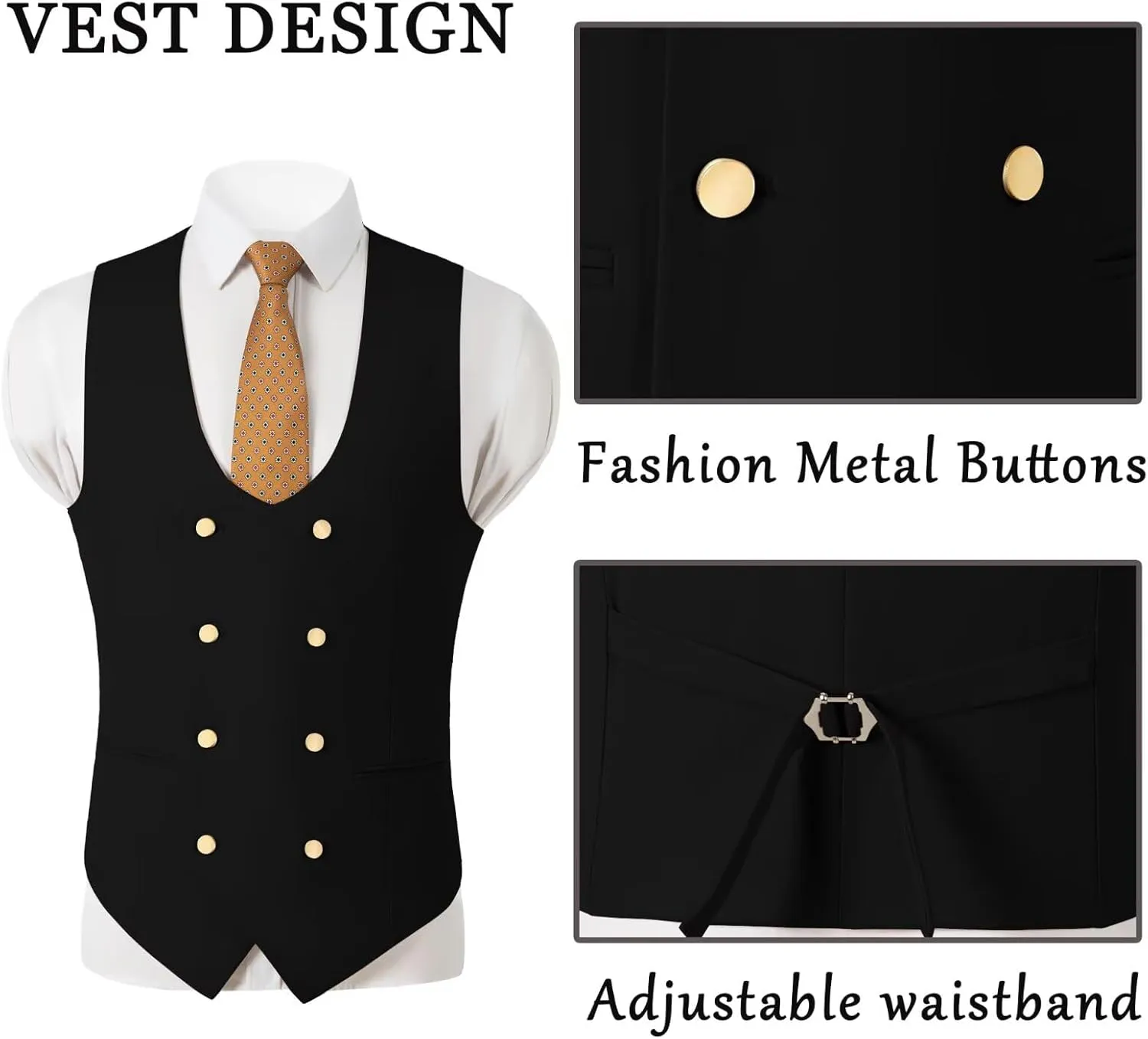 Men's Suits 3 Piece Slim Fit Tuxedo Suit One Button Double Breasted Men Wedding Prom Homecoming Suits Blazer Vest Pants