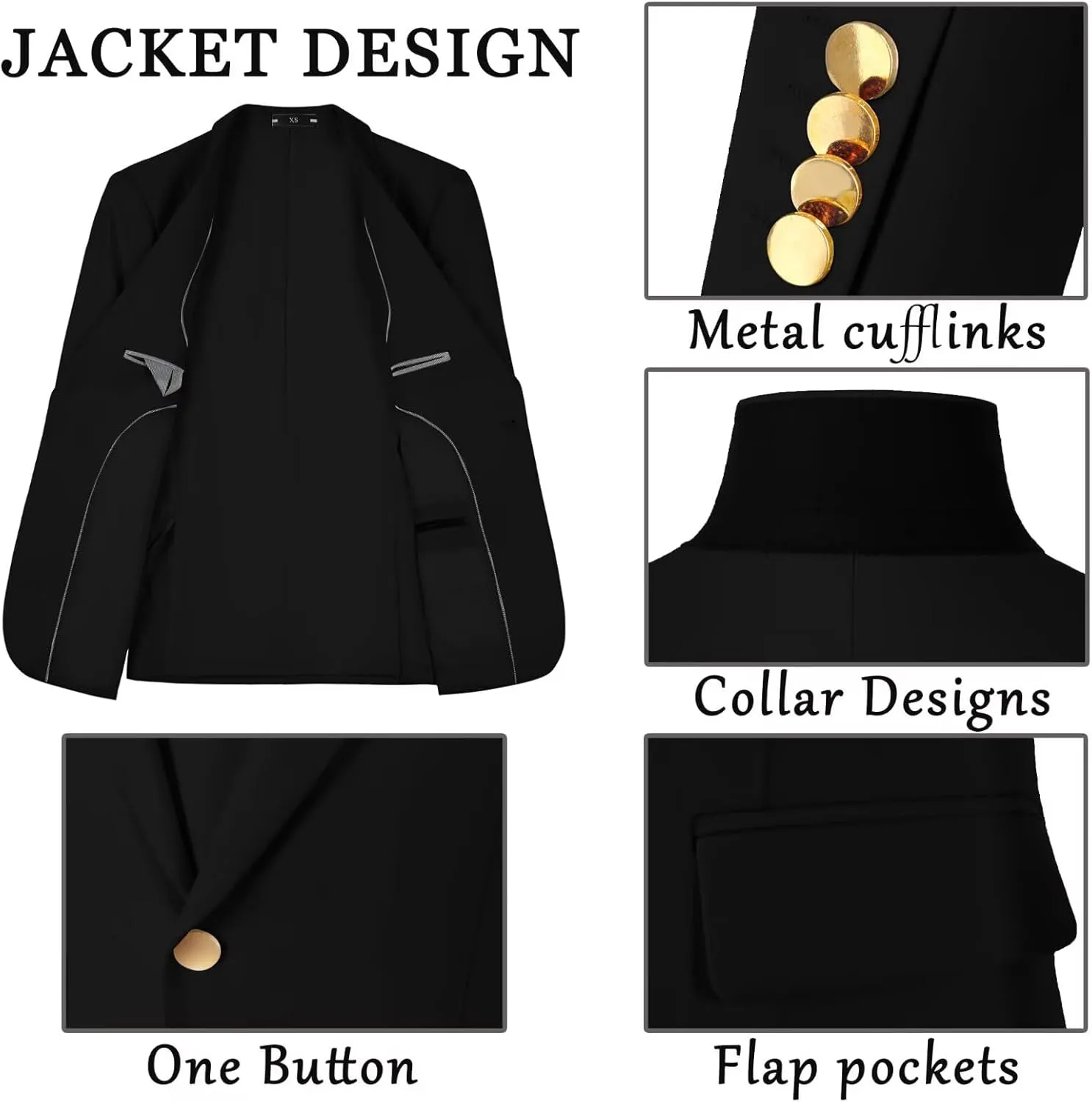 Men's Suits 3 Piece Slim Fit Tuxedo Suit One Button Double Breasted Men Wedding Prom Homecoming Suits Blazer Vest Pants