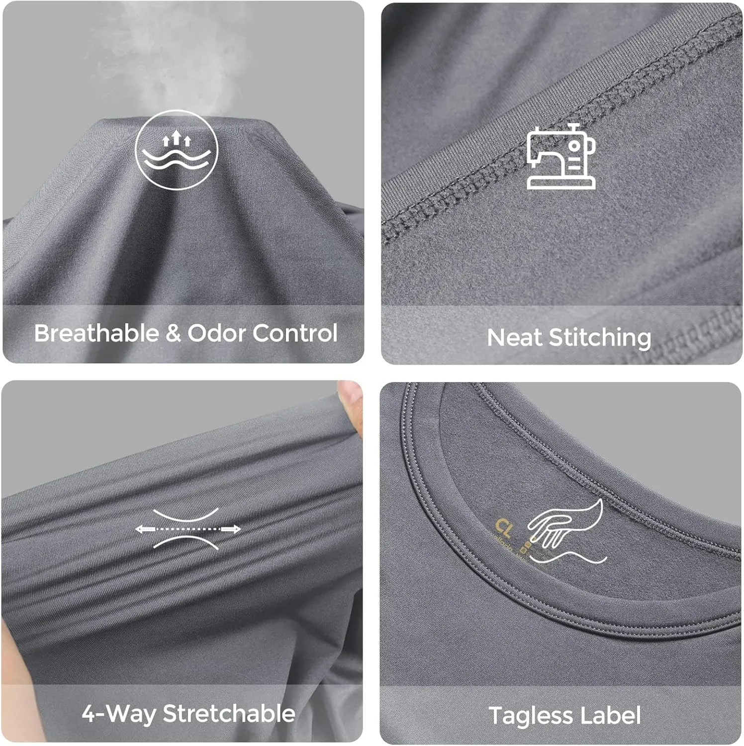 Men's Thermal Shirt 1/2/4 Pcs Fleece Lined Long Sleeve Tops Athletic Base Layer Long John Shirts for Men