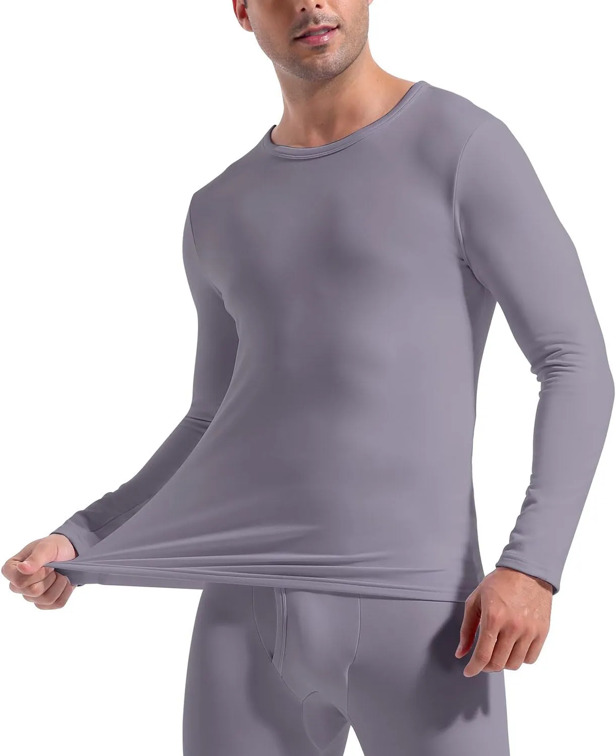 Men's Thermal Shirt 1/2/4 Pcs Fleece Lined Long Sleeve Tops Athletic Base Layer Long John Shirts for Men