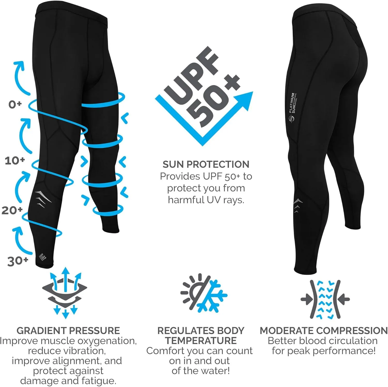 Mens UPF 50  Surf & Swim Pants, Sun Protection Workout Leggings