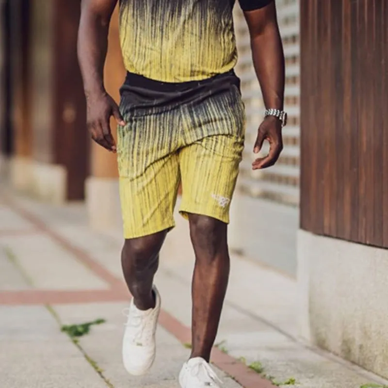 Men'S Yellow And Black Gradient Fashion Casual Suit