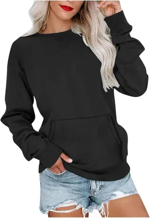 midelxp Crewneck Sweatshirts for Women Cute Long Sleeve Fleece Pullover Tops Casual Loose Fit Y2k Hoodie Fall Clothes 2024
