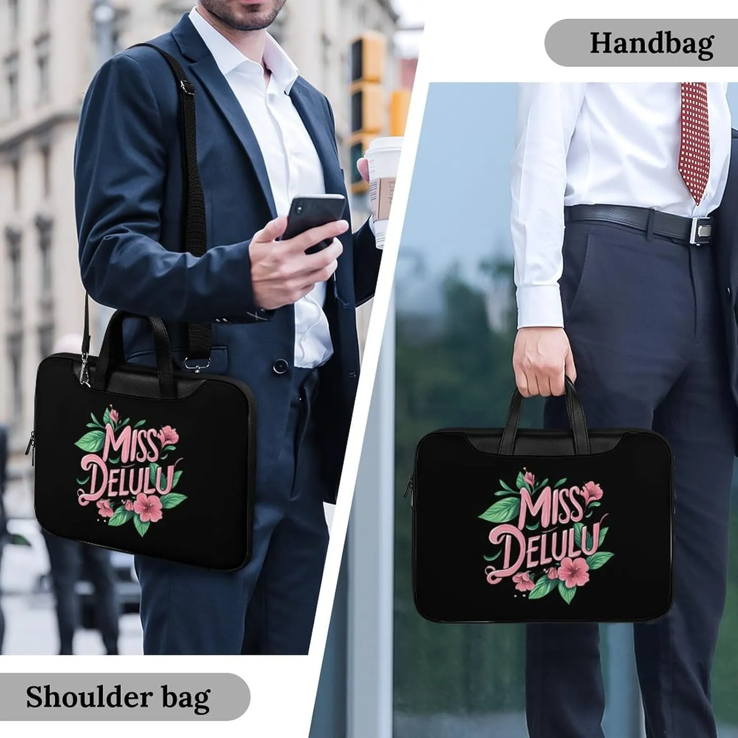 Miss Delulu Leather Bag Laptop Case Slim Water Resistant Computer Bags with Handle Briefcase for Work
