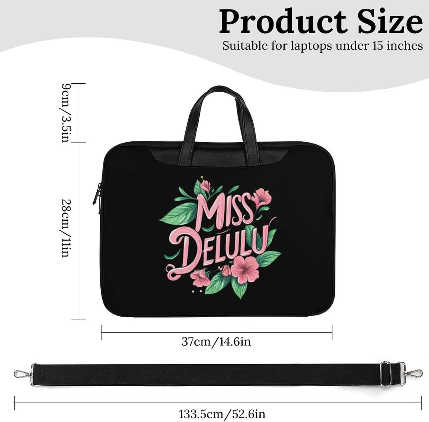 Miss Delulu Leather Bag Laptop Case Slim Water Resistant Computer Bags with Handle Briefcase for Work