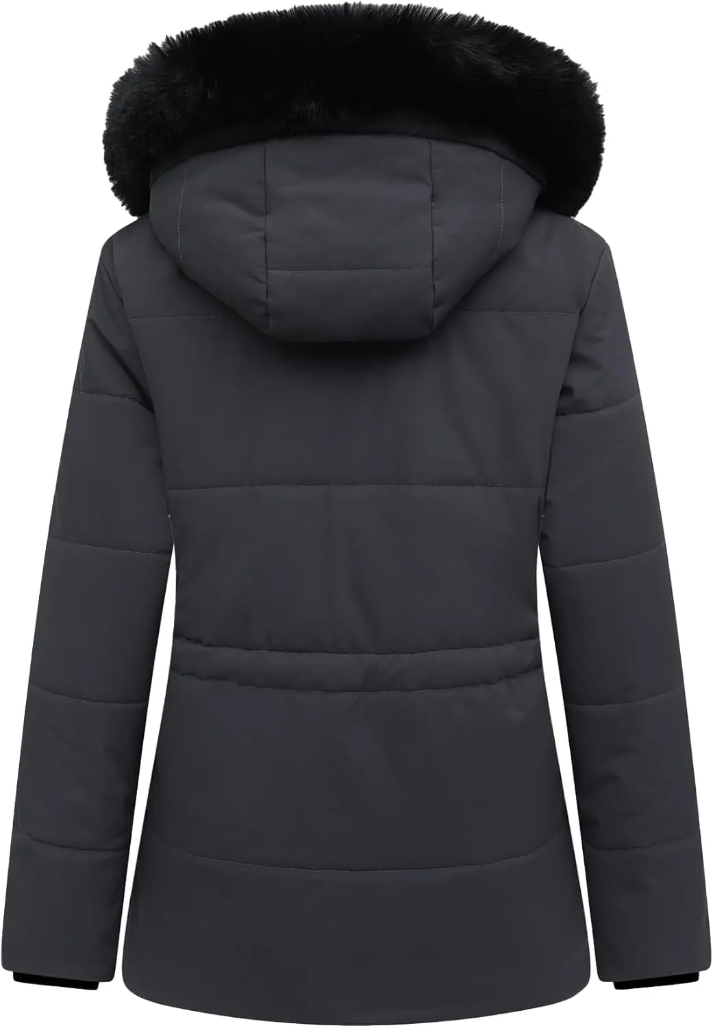 MOERDENG Women's Warm Winter Puffer Coat Thicken Fleece Lined Down Jacket Faux Fur Detachable Hood Snow Parka