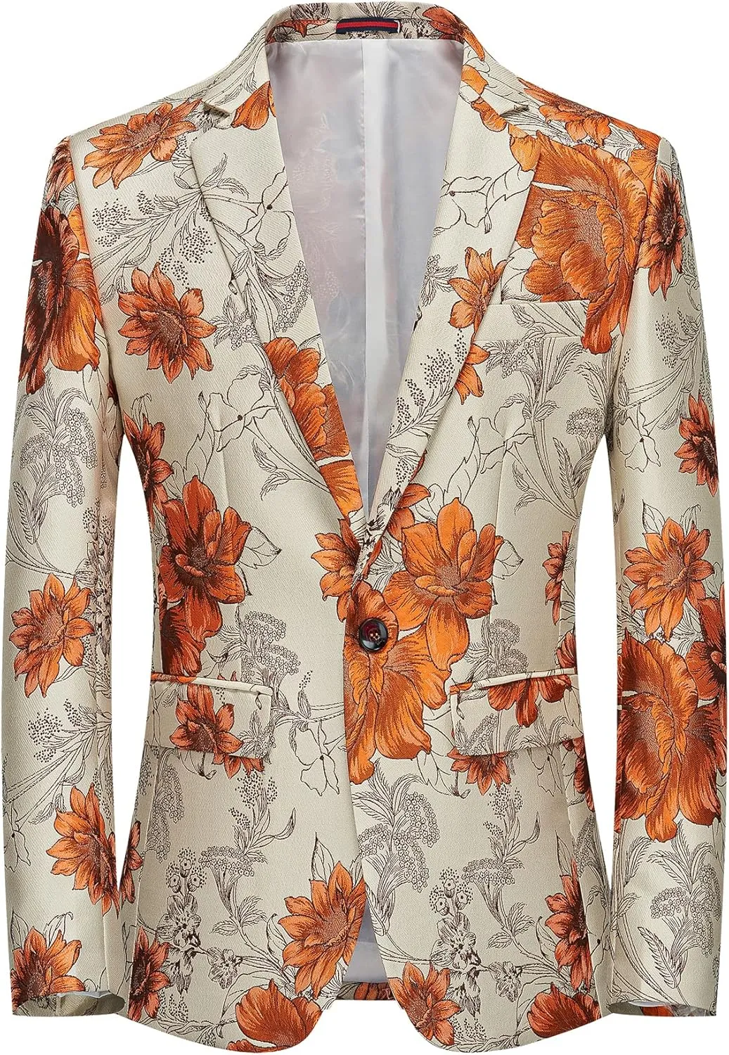 MOGU Mens Floral Blazer Slim Fit Elegant Tuxedo Jacket for Daily Prom Party