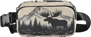 Moose Silhouettes Fanny Pack Water Resistant, Women Men Waist Pack Sling Bag Purse for Travel Hiking