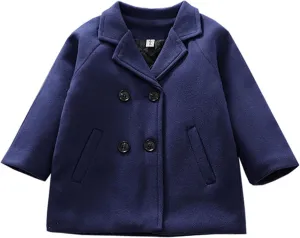 Mubineo Toddler Boy Girl Winter Basic Plain Trench Coat Warm Thick Coats (Navy Blue, 5T)