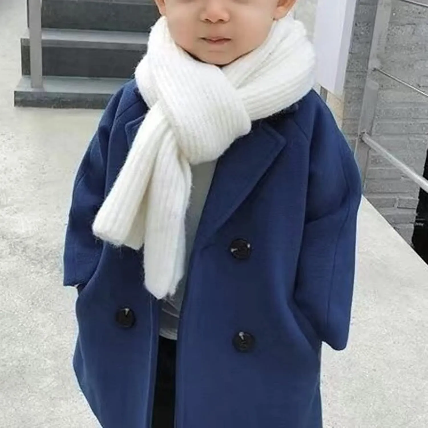 Mubineo Toddler Boy Girl Winter Basic Plain Trench Coat Warm Thick Coats (Navy Blue, 5T)