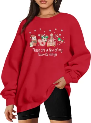 MYHALF Christmas Sweatshirt Women Xmas Shirts: Oversized Merry Christmas Crewneck Sweater Funny Magical Snowman Graphic Tops