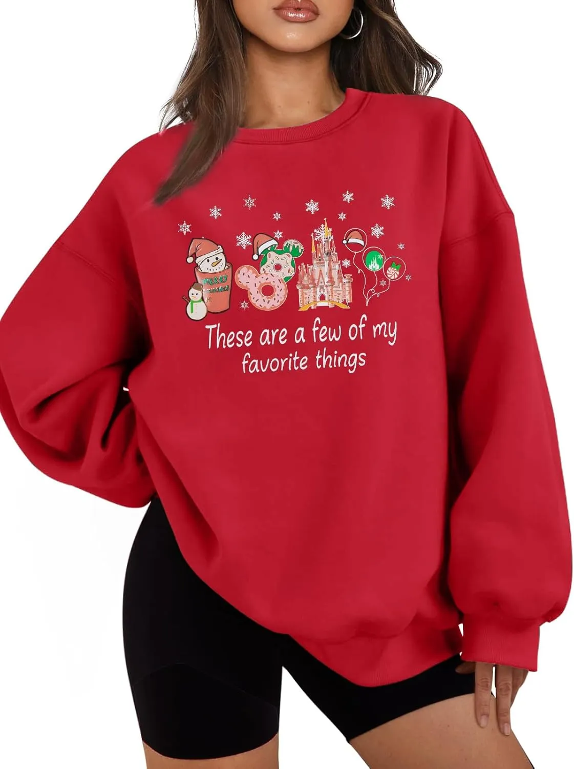 MYHALF Christmas Sweatshirt Women Xmas Shirts: Oversized Merry Christmas Crewneck Sweater Funny Magical Snowman Graphic Tops