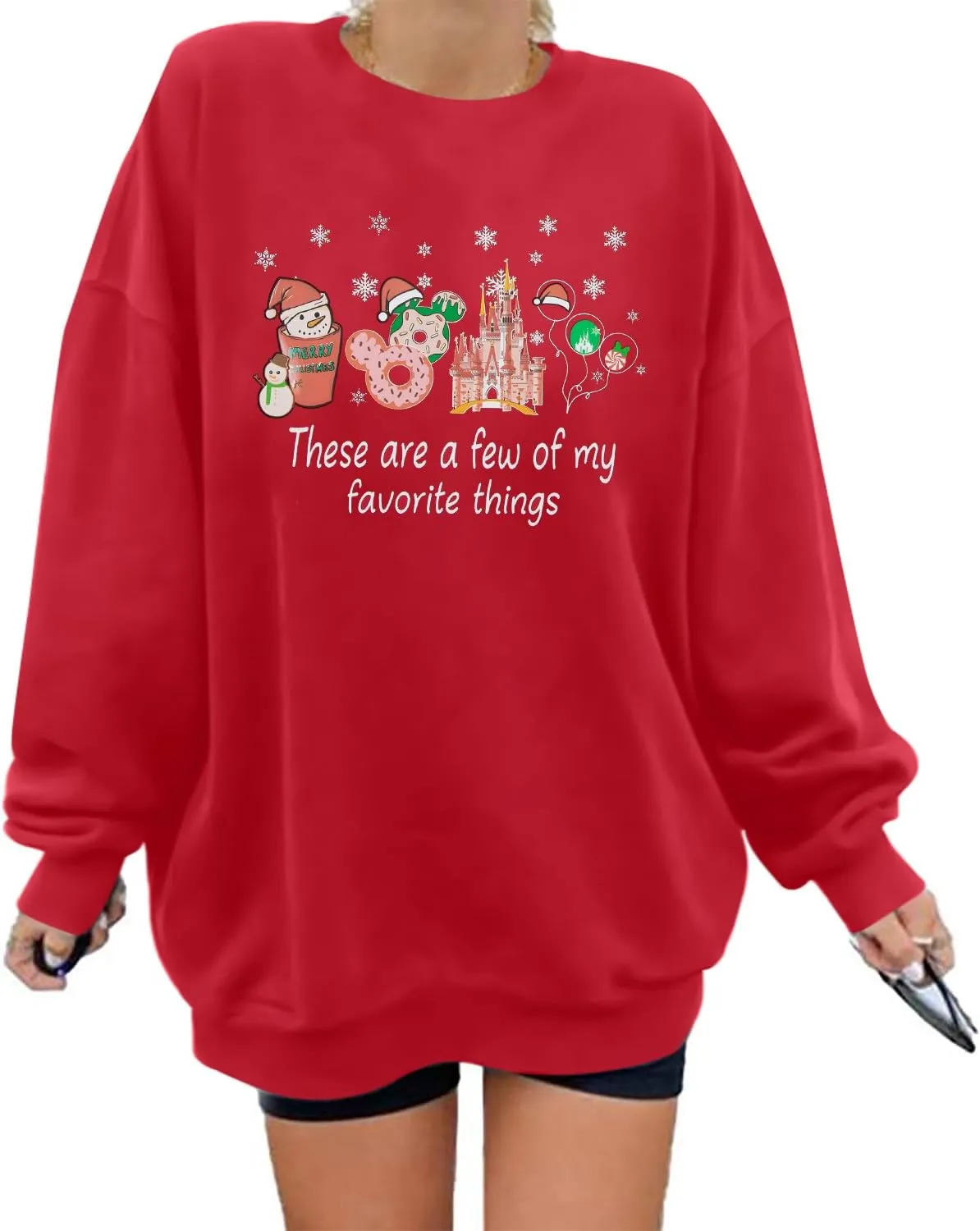 MYHALF Christmas Sweatshirt Women Xmas Shirts: Oversized Merry Christmas Crewneck Sweater Funny Magical Snowman Graphic Tops
