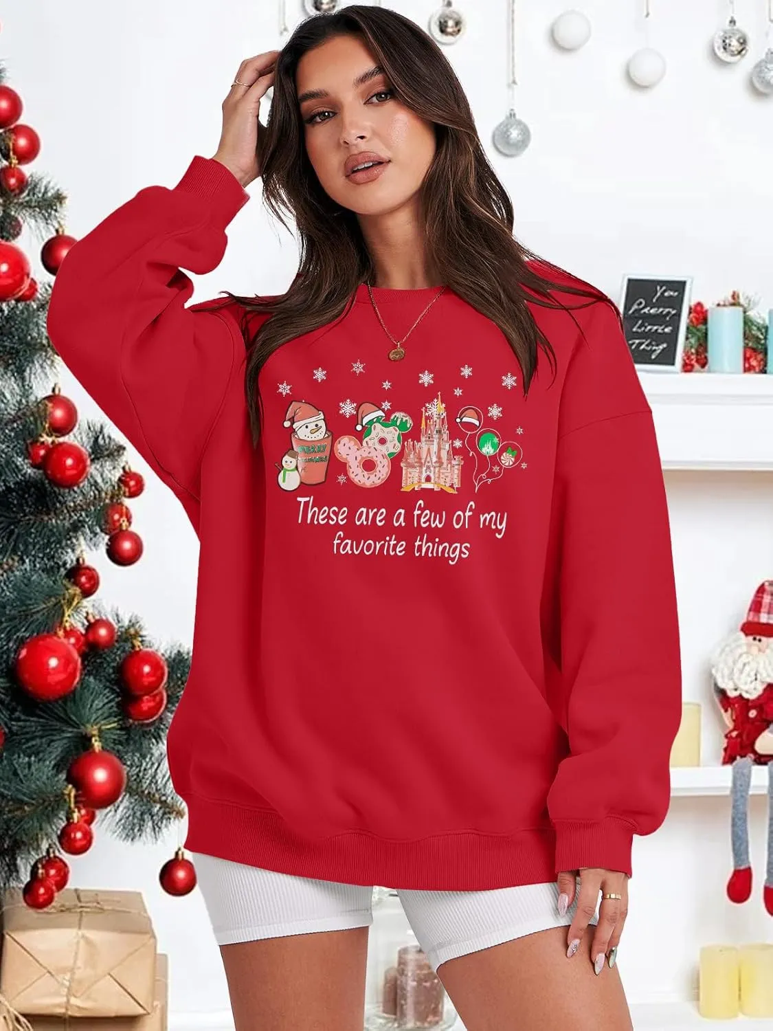 MYHALF Christmas Sweatshirt Women Xmas Shirts: Oversized Merry Christmas Crewneck Sweater Funny Magical Snowman Graphic Tops