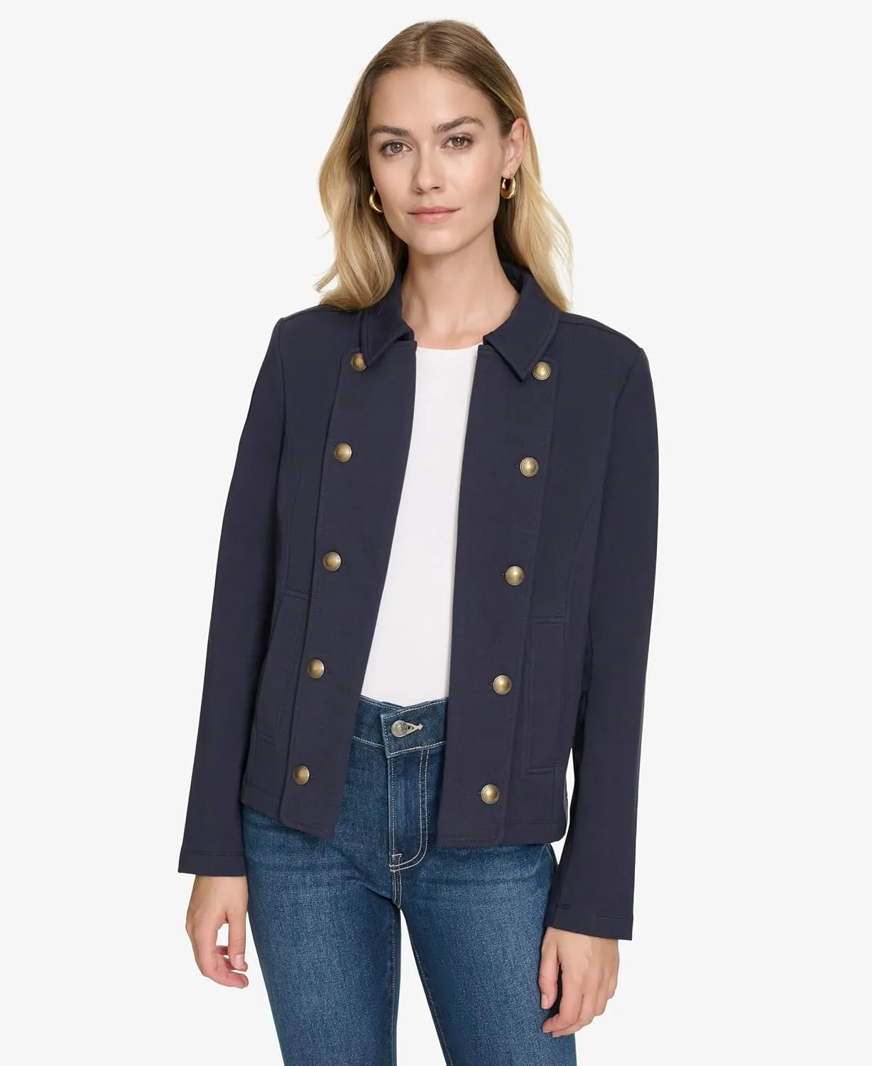 Nautica Women's Open Front Knit Captains Jacket