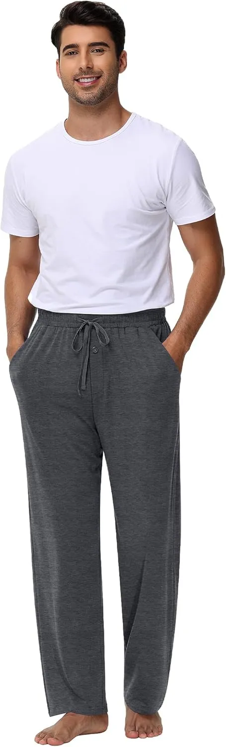 Neer 3 Pack Baggy Sweatpants for Men Knit Lightweight Lounge Pants Straight Leg Pajama Pant with Pocket