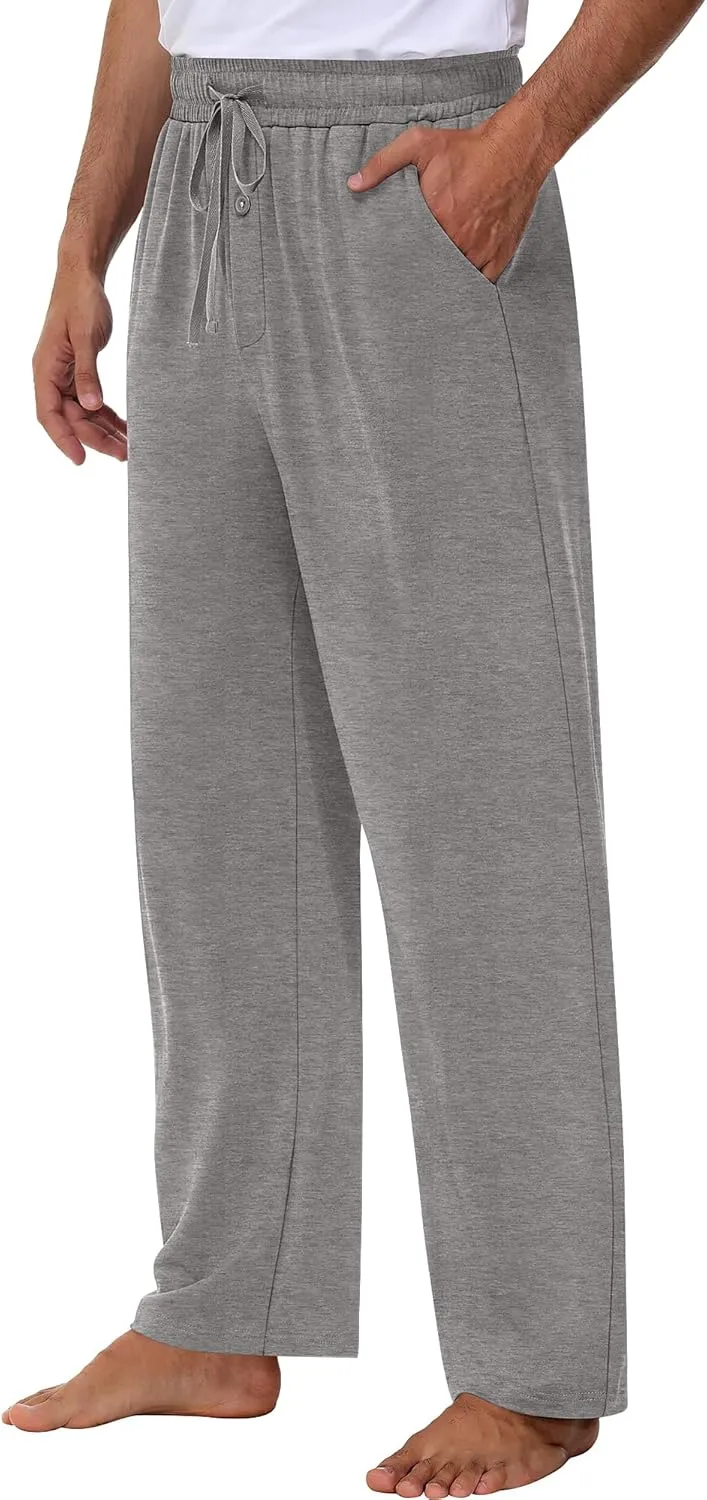 Neer 3 Pack Baggy Sweatpants for Men Knit Lightweight Lounge Pants Straight Leg Pajama Pant with Pocket