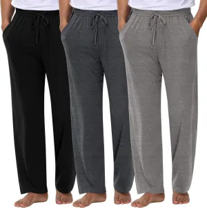 Neer 3 Pack Baggy Sweatpants for Men Knit Lightweight Lounge Pants Straight Leg Pajama Pant with Pocket