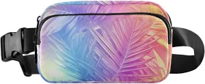 Neon Palm Fanny Pack Water Resistant, Women Men Waist Pack Sling Bag Purse for Travel Hiking