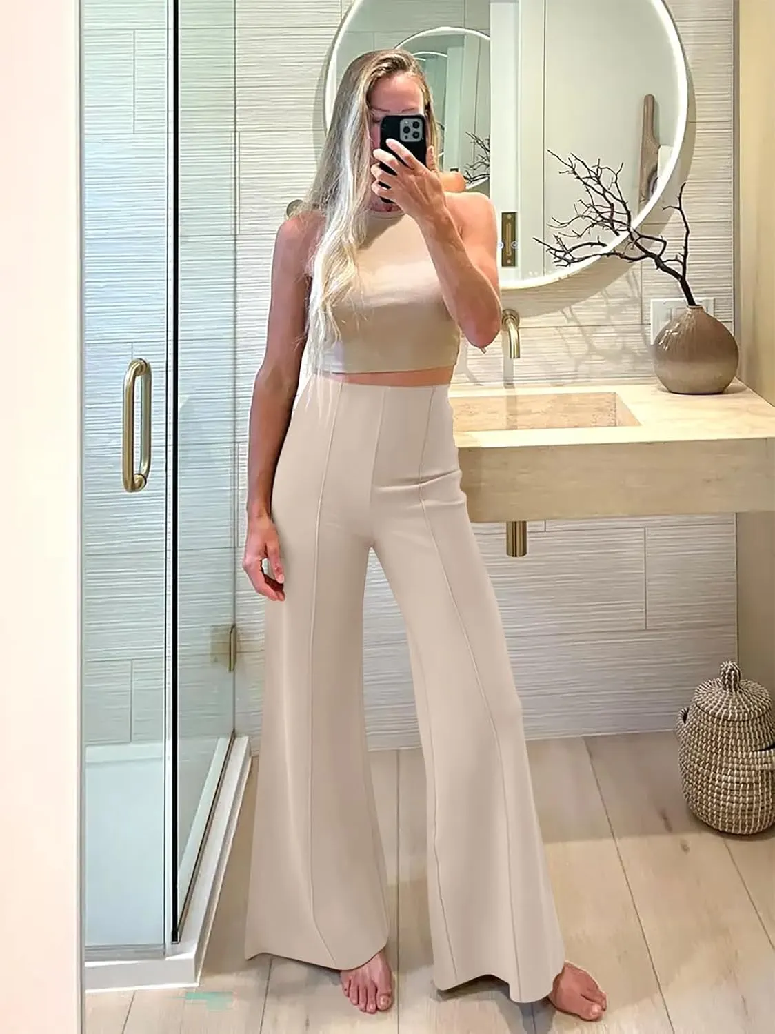 NIMIN Womens Wide Leg Dressy Casual Pants Buisness Work Slack High Waisted Stretchy Trousers 2025