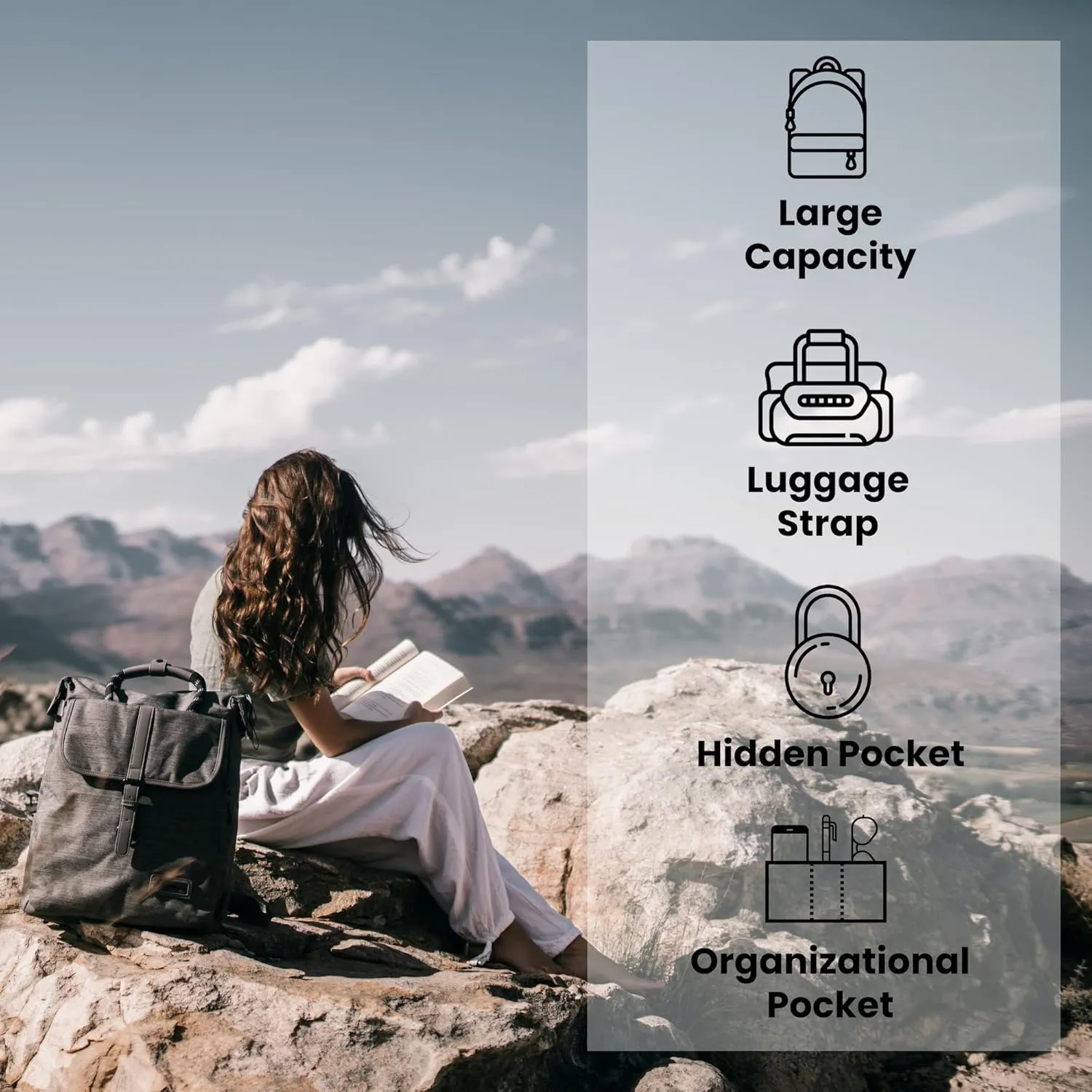 Nordace Comino Totepack with USB Charging Port, Water Resistant - Everyday Laptop Smart Backpack for Work, Business