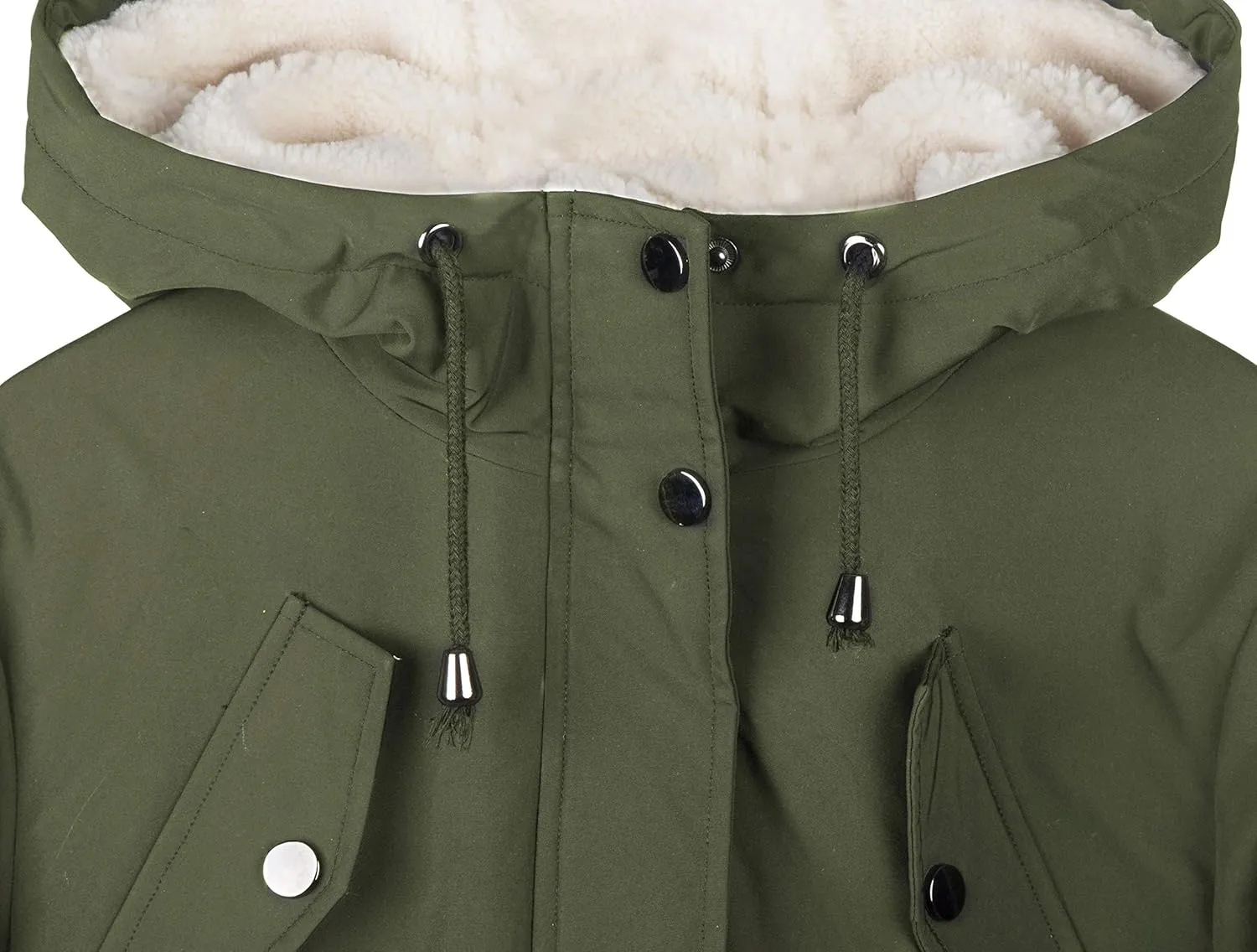 NUTEXROL Women's Winter Thicken Hooded Sherpa Lined Parka Military Anorak Jacket Warm Short Cotton Coats for Women