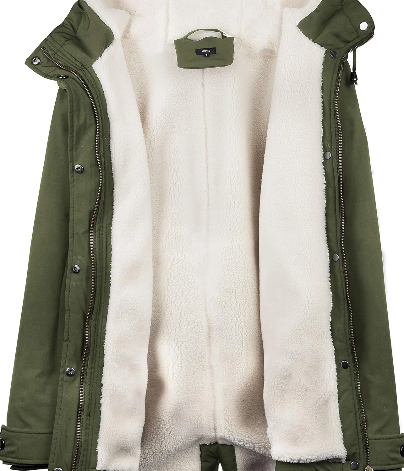 NUTEXROL Women's Winter Thicken Hooded Sherpa Lined Parka Military Anorak Jacket Warm Short Cotton Coats for Women