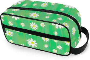 ODAWA Unisex Hanging Toiletry Bag Daisies Green Plaid Travel Organizer Water Resistant Shaving Bag for Toiletries