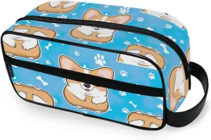 ODAWA Unisex Hanging Toiletry Bag Dogs Bones Blue Travel Organizer Water Resistant Shaving Bag for Toiletries