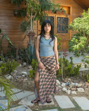 Olive Checks Maxi Flowy Wrap