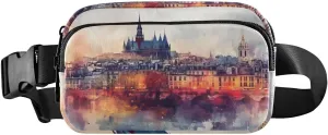 Painting City Fanny Pack Water Resistant, Women Men Waist Pack Sling Bag Purse for Travel Hiking