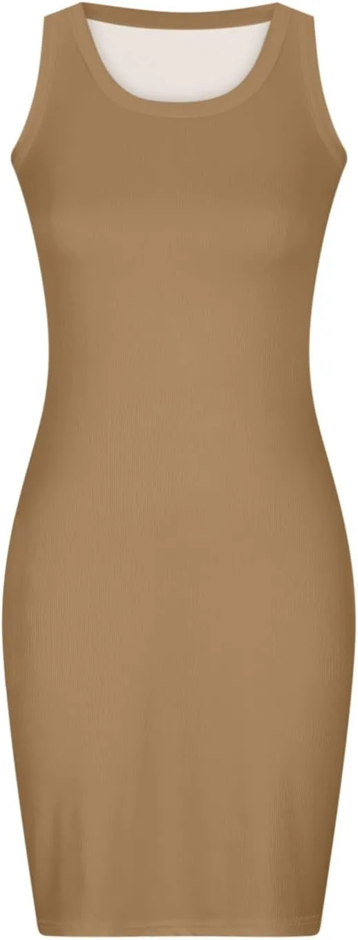 Palace Lock Casual Dresses for Women Simple Solid Sleeveless Mini Dress Summer Loose Fit Sundress with Pockets