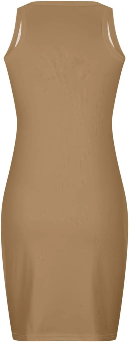 Palace Lock Casual Dresses for Women Simple Solid Sleeveless Mini Dress Summer Loose Fit Sundress with Pockets