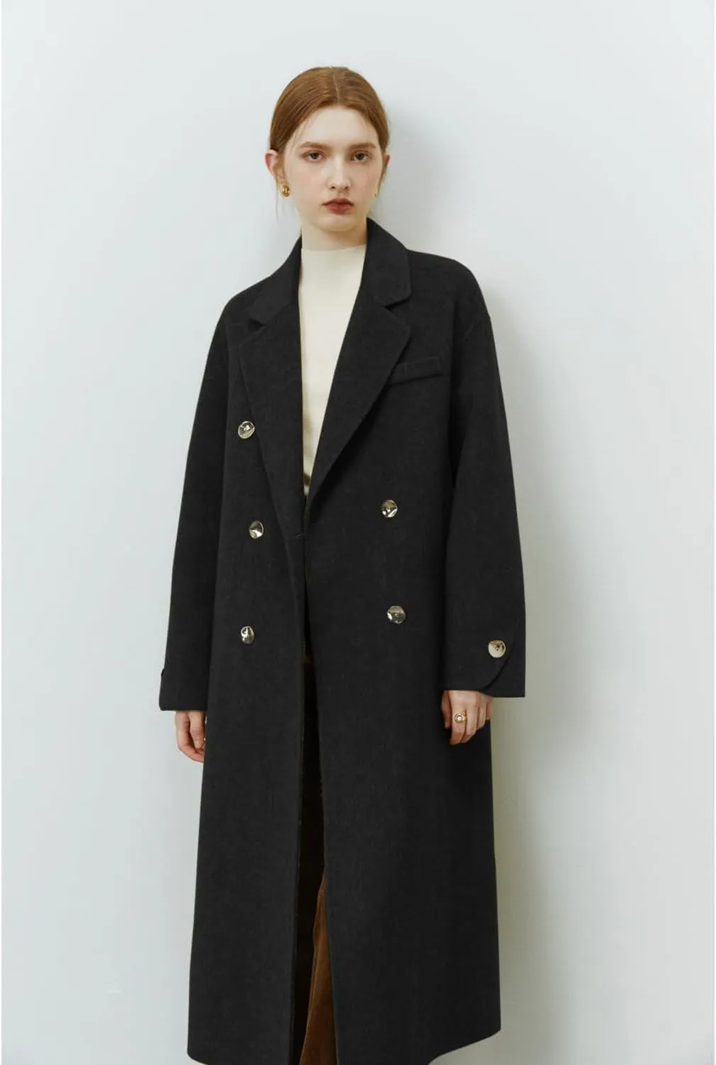 Peaceglad Womens Pea Coats Fall Long Trench Coat Double Breasted Lapel Belted Peacoat