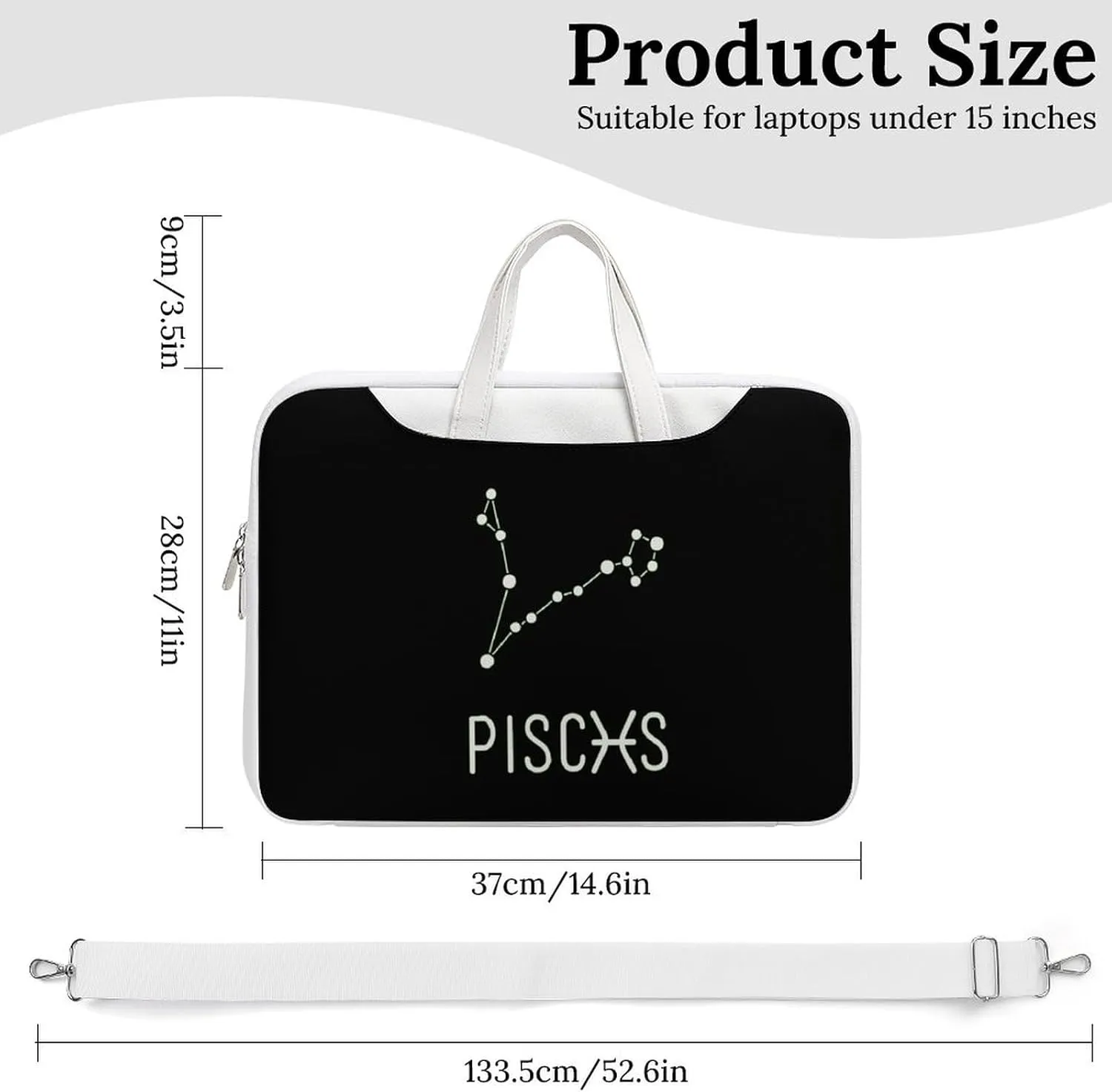 Pisces Constellation Leather Bag Laptop Case Slim Water Resistant Computer Bags with Handle Briefcase for Work