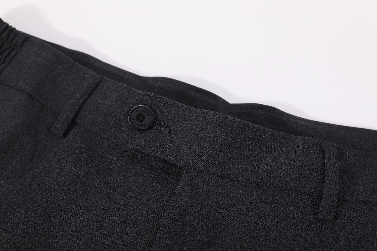 Plaid&Plain Men's Dress Pants with Elastic Waistband and Stretchy Fabric Straight Fit