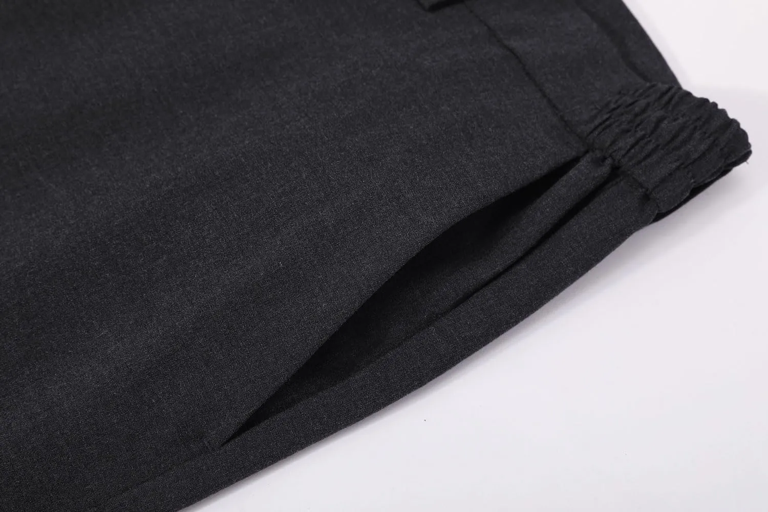 Plaid&Plain Men's Dress Pants with Elastic Waistband and Stretchy Fabric Straight Fit