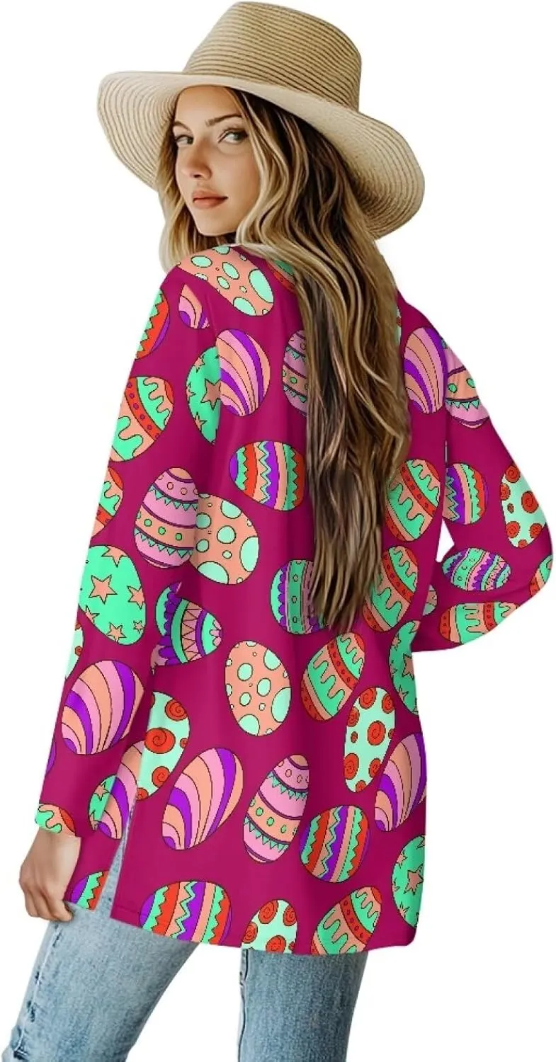 POLERO Long Sleeve Women Cardigan Casual Open Front Cardigan Coats with Pockets Trendy Outwear