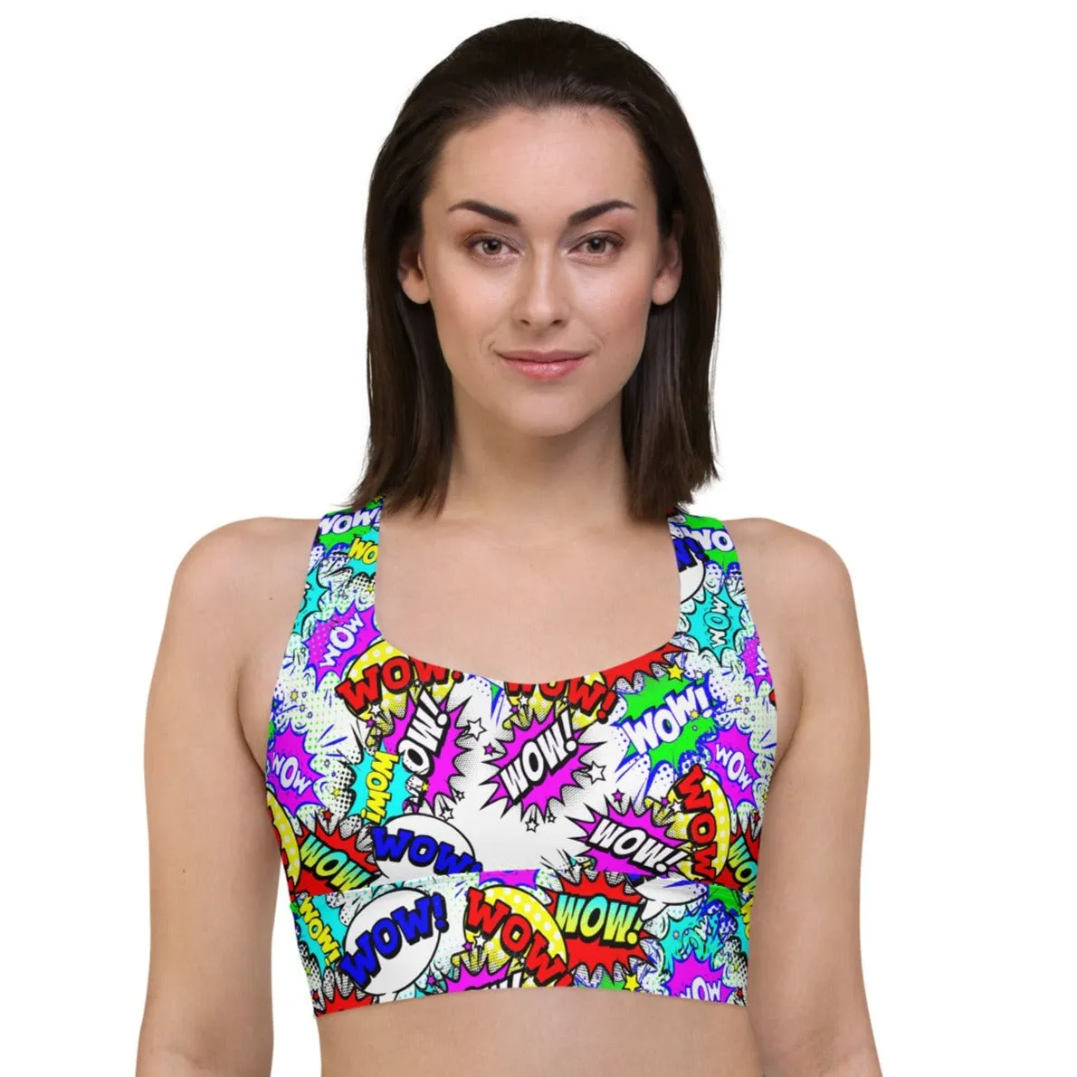 Pop Art Longline Sports Bra, lioness-love