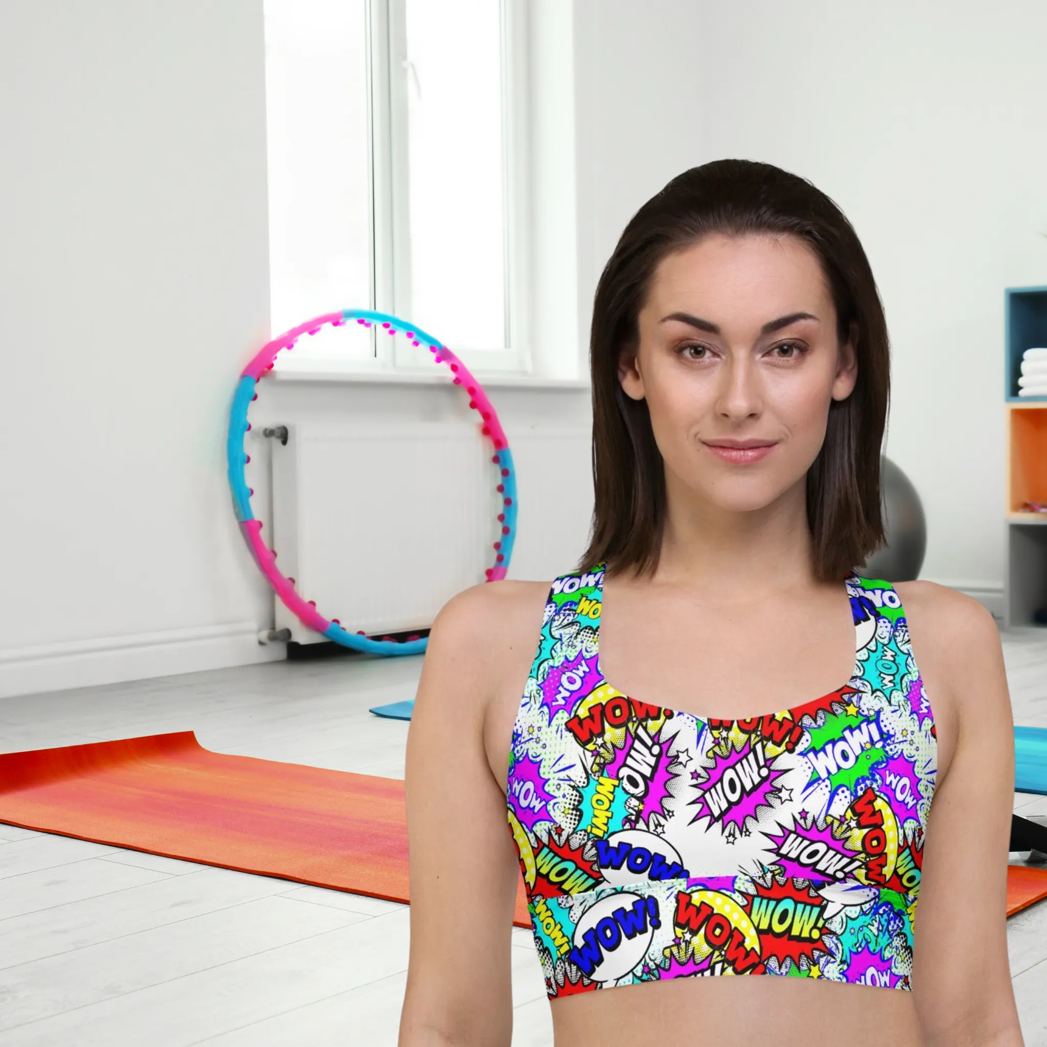 Pop Art Longline Sports Bra, lioness-love