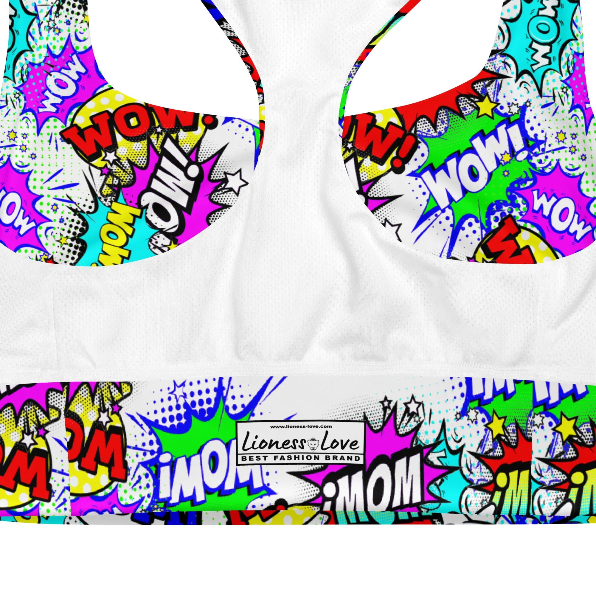 Pop Art Longline Sports Bra, lioness-love