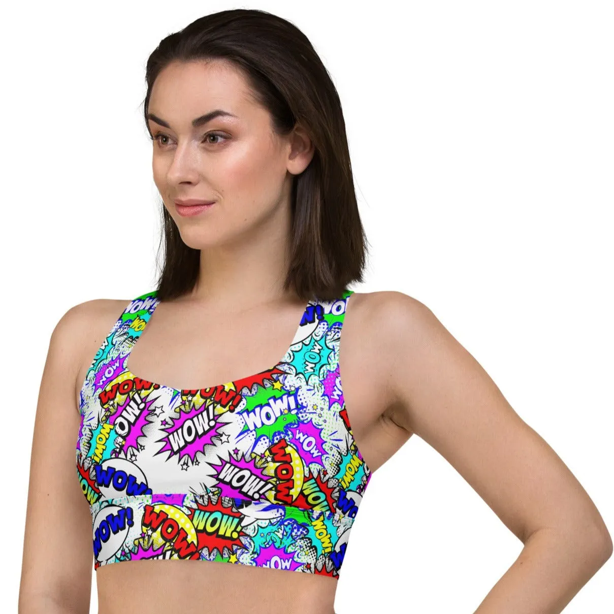 Pop Art Longline Sports Bra, lioness-love