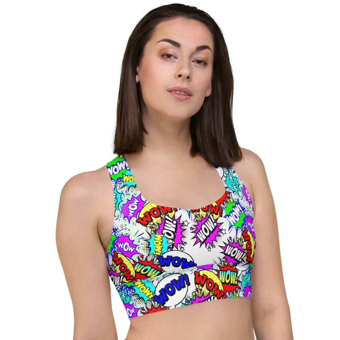 Pop Art Longline Sports Bra, lioness-love
